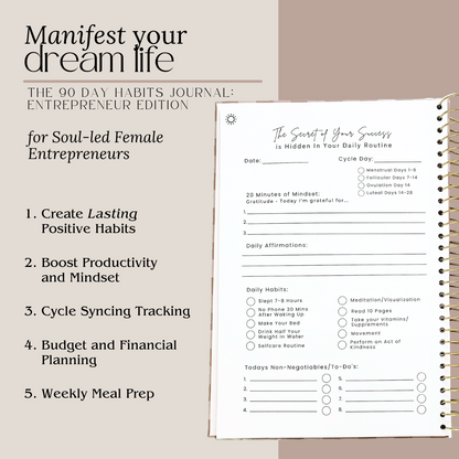 90 Day Habits Journal: Female Entrepreneur Edition